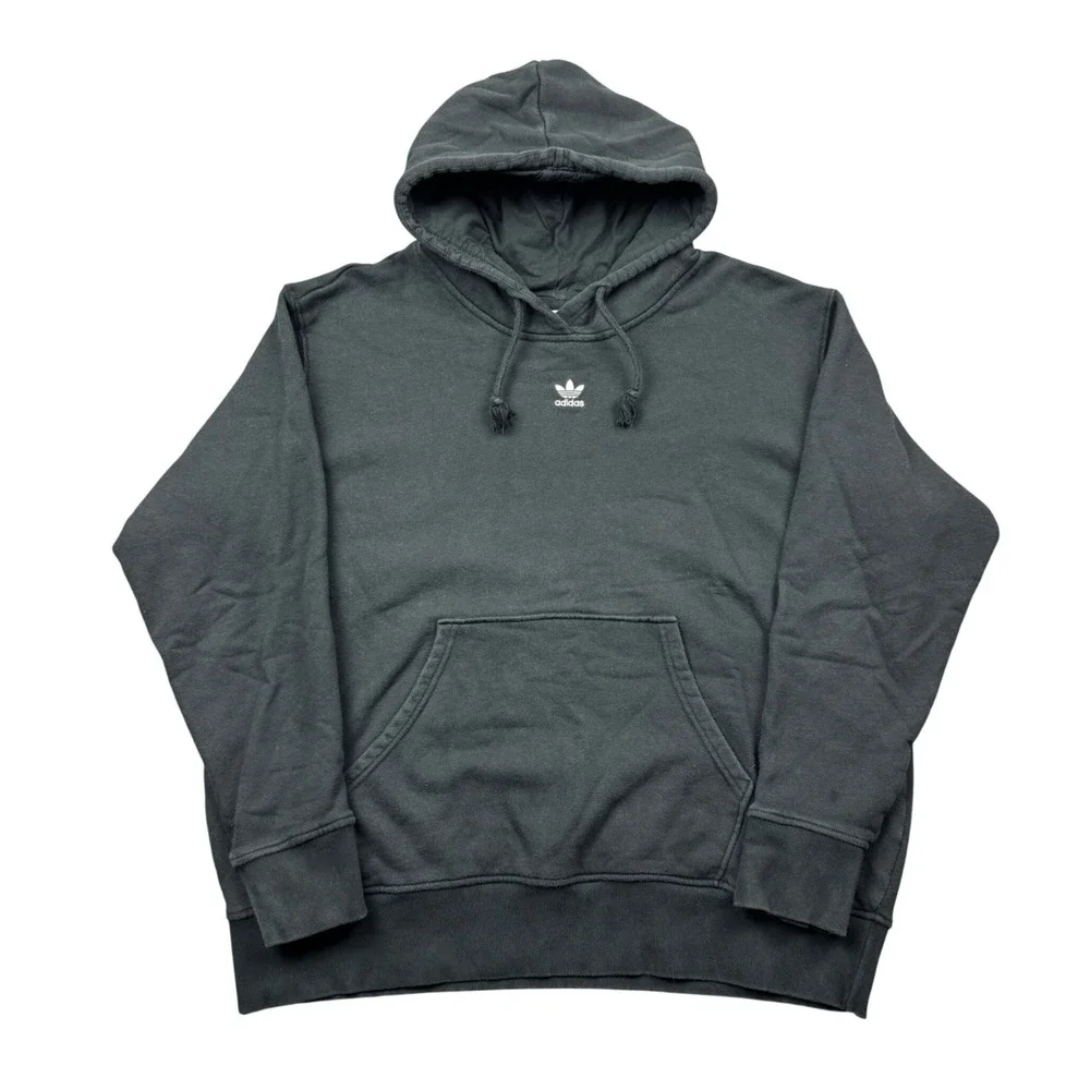 Adidas Originals Essentials Hoodie Black Trefoil Pullover Mens 2XL Sportswear